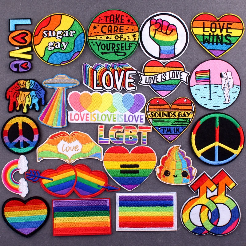 Pride Gay Iron On Patch DIY LGBT Patch Embroidered Patches For Clothing Stickers Rainbow Patches Badges On Backpack Stripe Decor