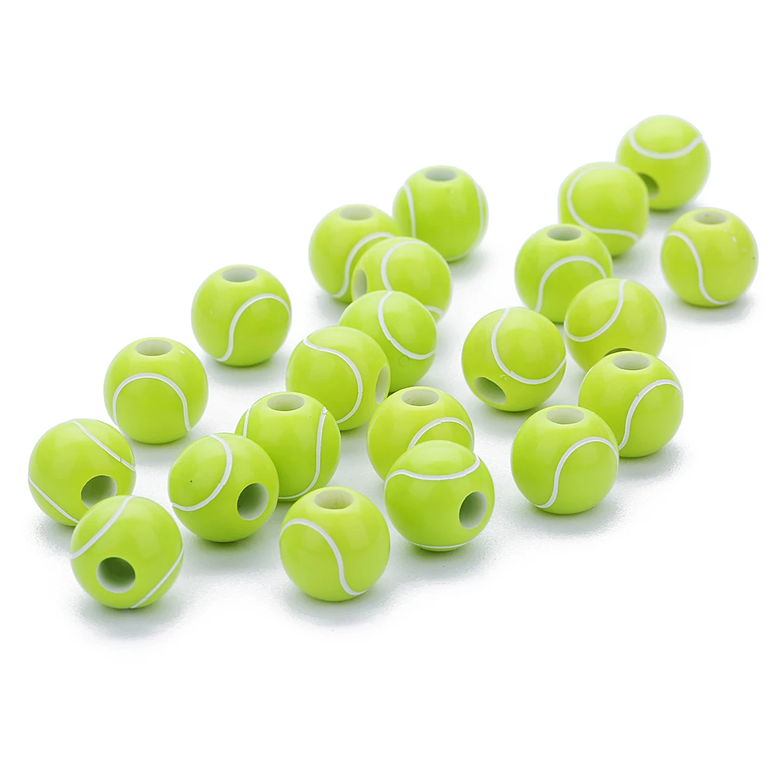 50pcs/lot 12mm Acrylic Beads Basketball Tennis Rugby Volleyball Spacer Beads for DIY Bracelets Jewelry Making Wholesale Sporty