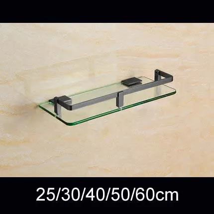 

25/30/40/50/60cm single tier black bathroom shelf single tier