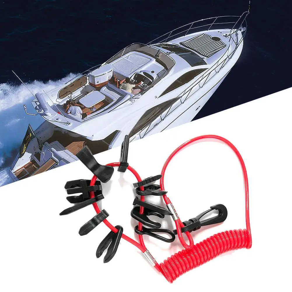 11-Key Safety Watercraft Boat Motor Outboard Kills Switch Key Lanyard Rope Clip Engine Ignition Red Water Sport Rowing Boat Tool