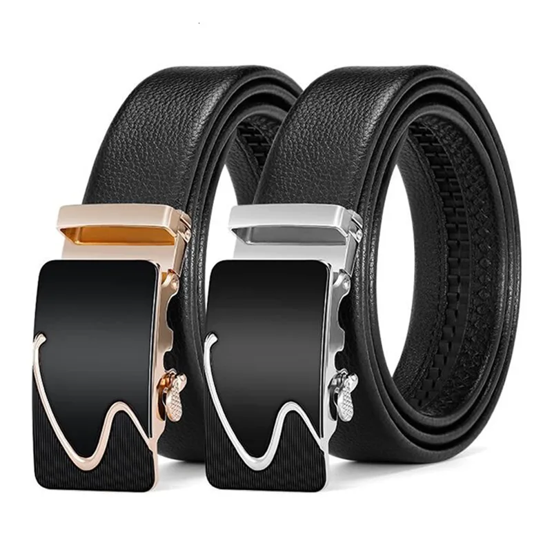 Peikong Brand Designer Belts Luxury Automatic Buckle Genuine Leather men's Waist High Quality Fashion Wide Black Belt For Men