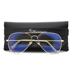 Fashion 2023 Blue Light Glasses Women Pilot Frame Anti Eye Eyestrain Goggles Transparent Eyewear Men Computer Glasses With Case