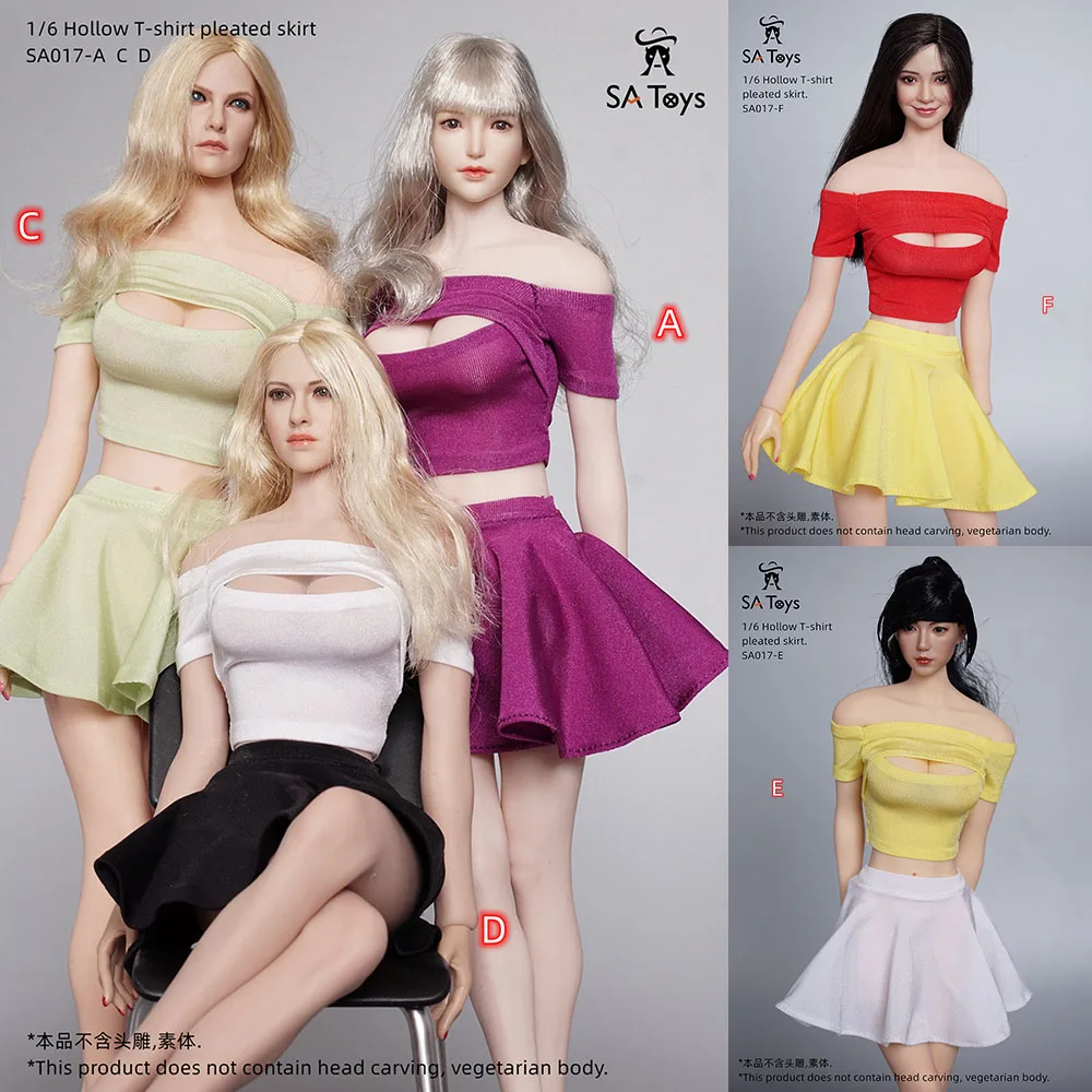 

Sa Toys Sa017 1/6 Scale Female Soldier Clothes Hollow T-Shirt Mini Pleated Skirt For 12'' Tbl Ph Action Figure Dolls In Stock