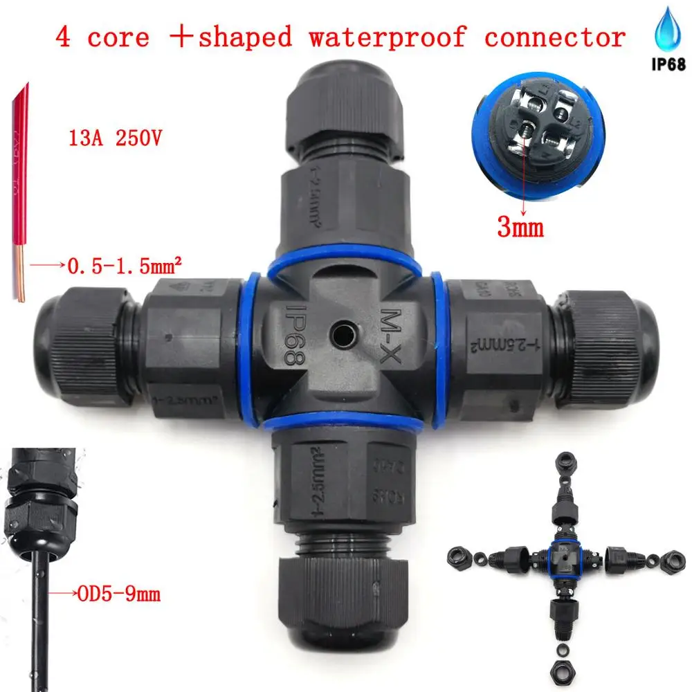 IP68 wodoodporne złącze elektryczne typu przewód i szybkie złącze kabla 2/3/5PIN zewnętrzne oświetlenie LED uszczelnione złącze