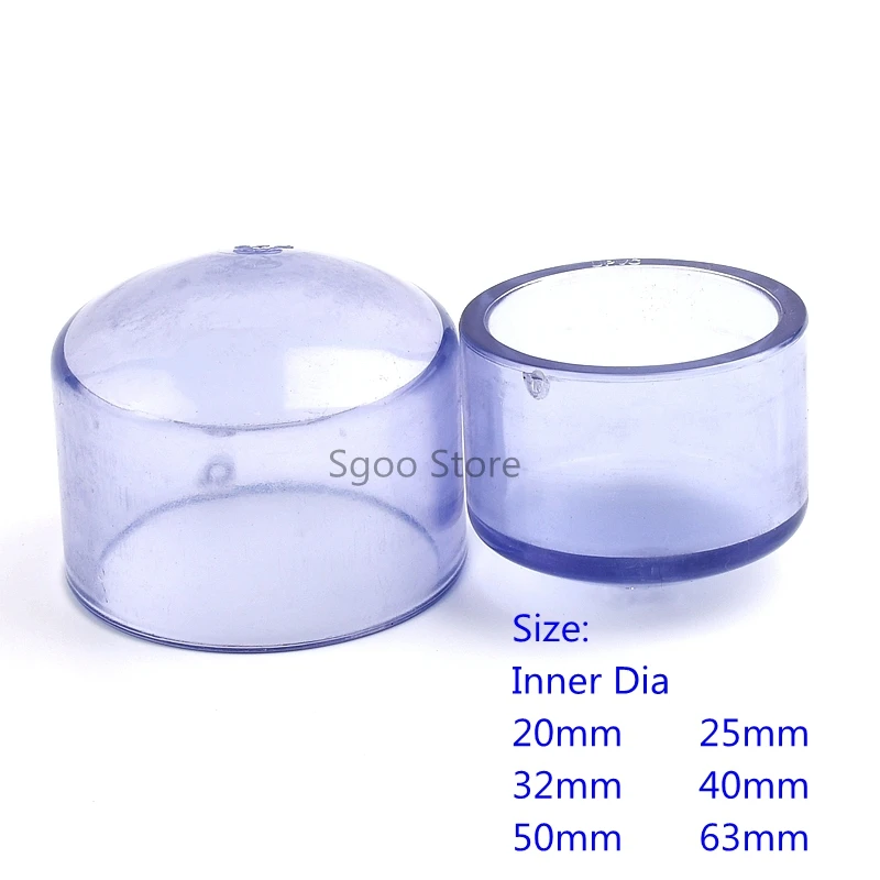 20 25 32 40 50 63mm PVC Transparent End Connector Water Pipe Plug Tube End Cap for Garden Irrigation Farm Accessories Adapter