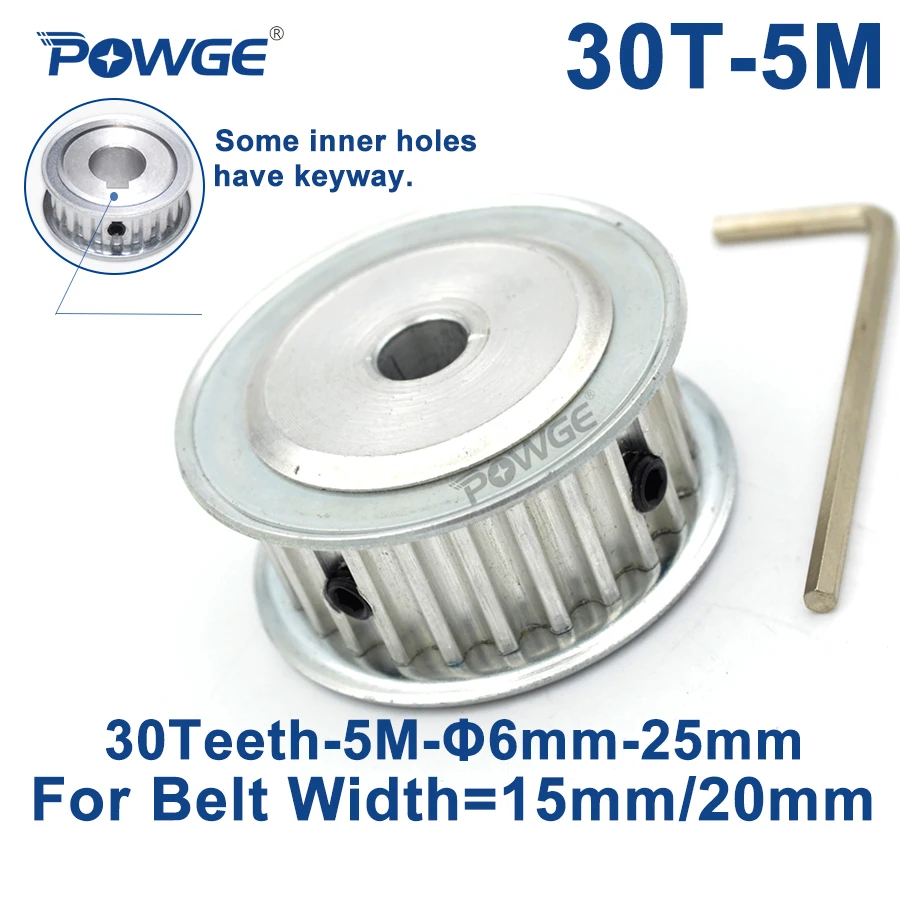 POWGE 30 Teeth HTD 5M Timing Synchronous Pulley Keyway Bore 8/10/12/14/15/16/17/18/19/20mm for Width 15/20mm HTD5M 30Teeth 30T