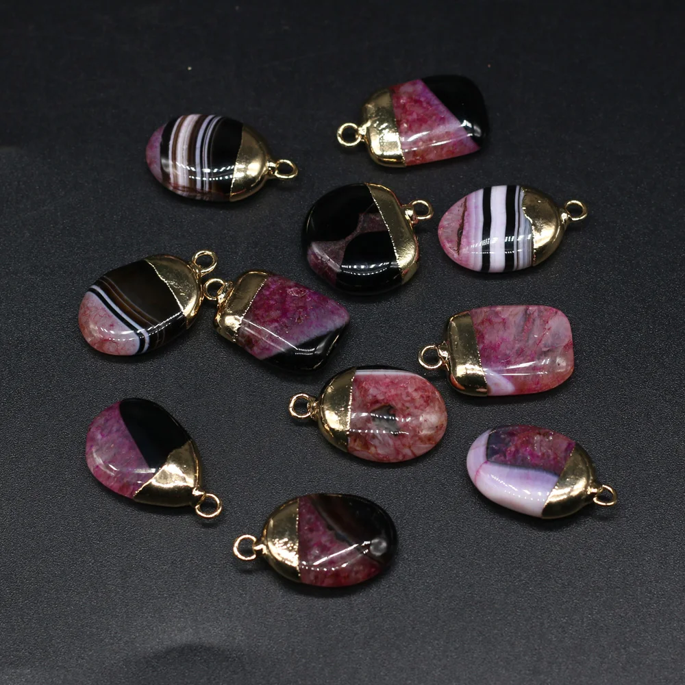 Natural Stone Striped Agates Pendants Random Shaped exquisite Charm for Jewelry Making Diy earring necklace Bracelet accessories image 2