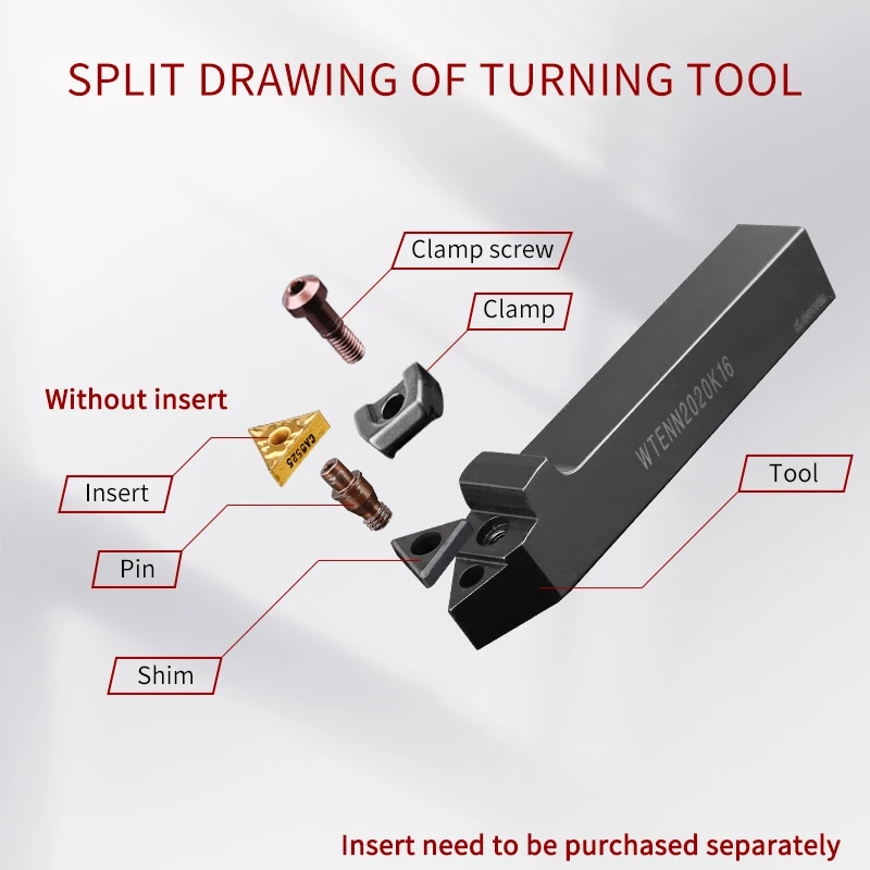 External Turning Tools WTENN WTENN1616/2020/2525/3232 CNC Holder Lathe Cutting Tool holder for TNMG16 Carbide Insert