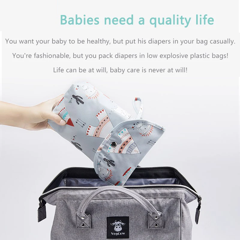 Multifunctional Baby Diaper Organizer Reusable Waterproof Fashion Prints Wet/Dry Bag Mummy Storage Bag Travel Nappy Bag