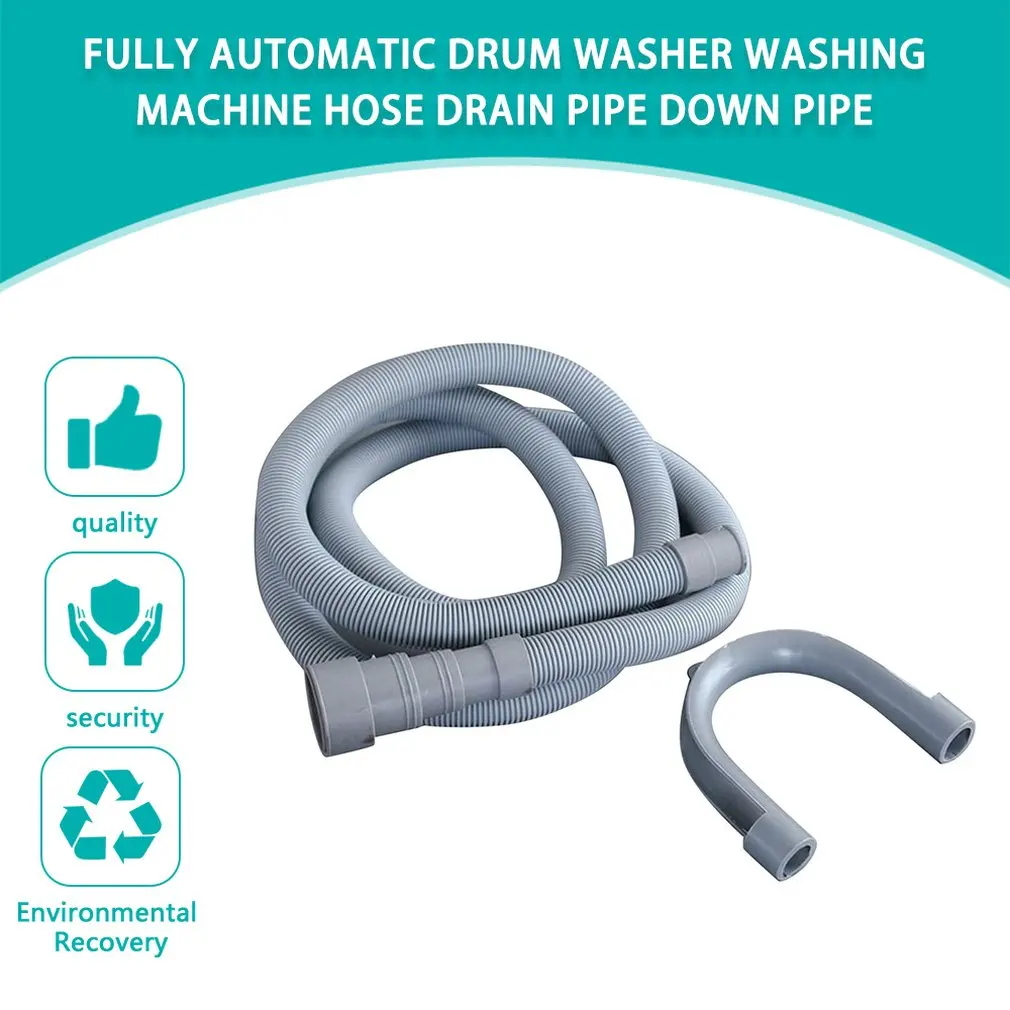 2m Universal PVC Washing Machine Dishwasher Drain Waste Hose Extension Pipe Tube With Bracket Set Wash Machine