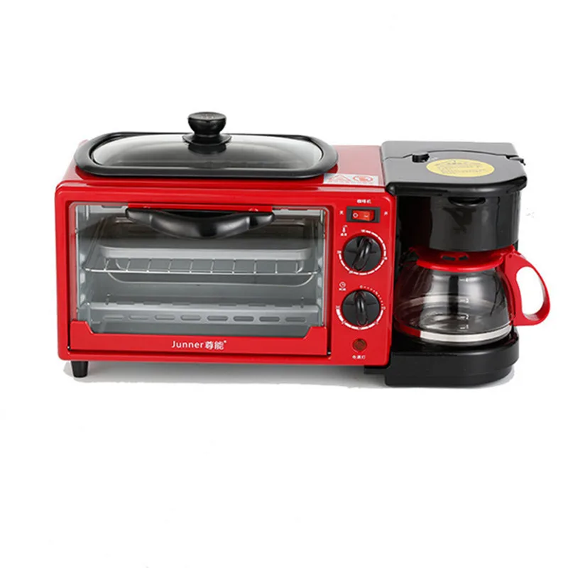 3 In 1 Electric Breakfast Machine Sandwich Maker Multifunction Coffee Maker Mini Oven Household Bread Pizza Frying Pan