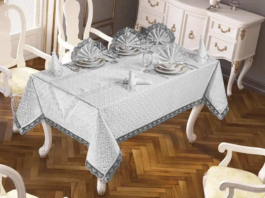 Kdk Carefree Table Cover Set 18 Piece Clover Gray