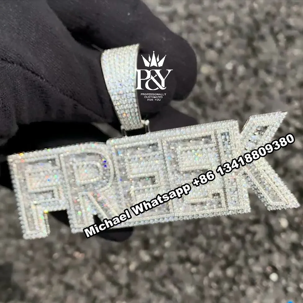 JEWE Customized Pass Diamond Tester Charms Full With VVS Moissanite Diamond Hip Hop Iced Out Letter Pendant