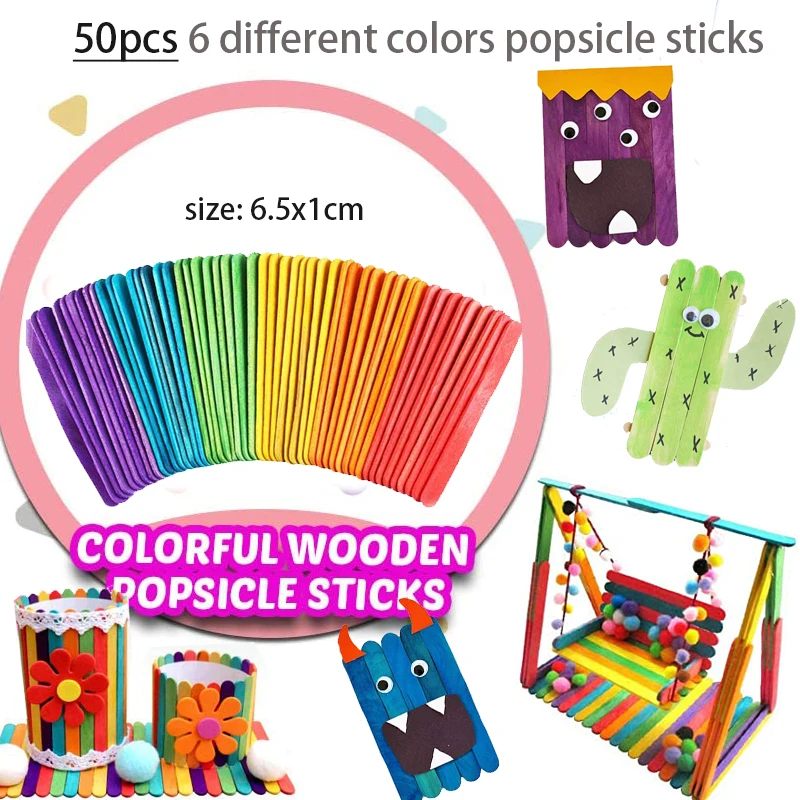 Kids Creative Art Crafts Supply Colorful Pipe Cleaner Plush Sticks Pompoms Feather Eyes Sticker Children DIY Craft Education Toy