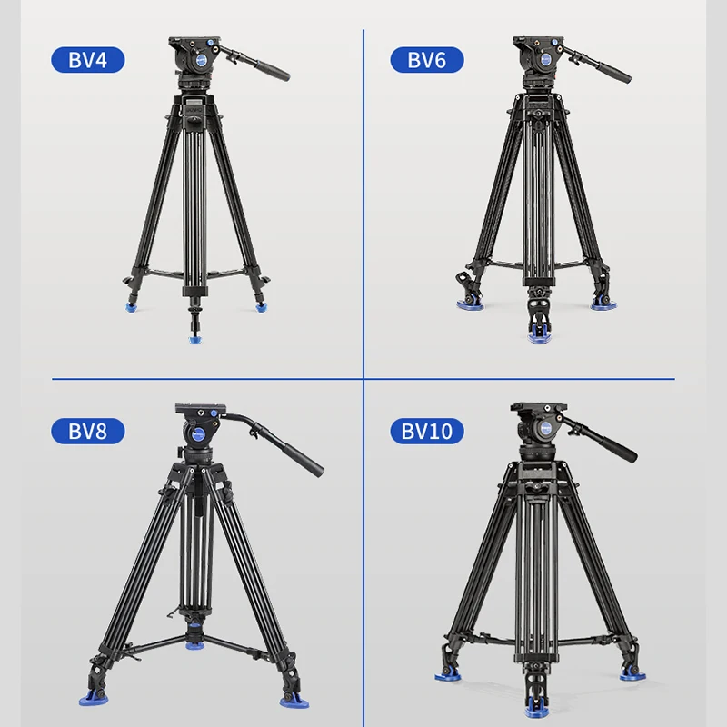 Benro BV6 BV4 BV8 BV10 Series Camera Tripod Adjustable Damping Hydraulic PTZ Photography Professional Film Broadcasting Tripod