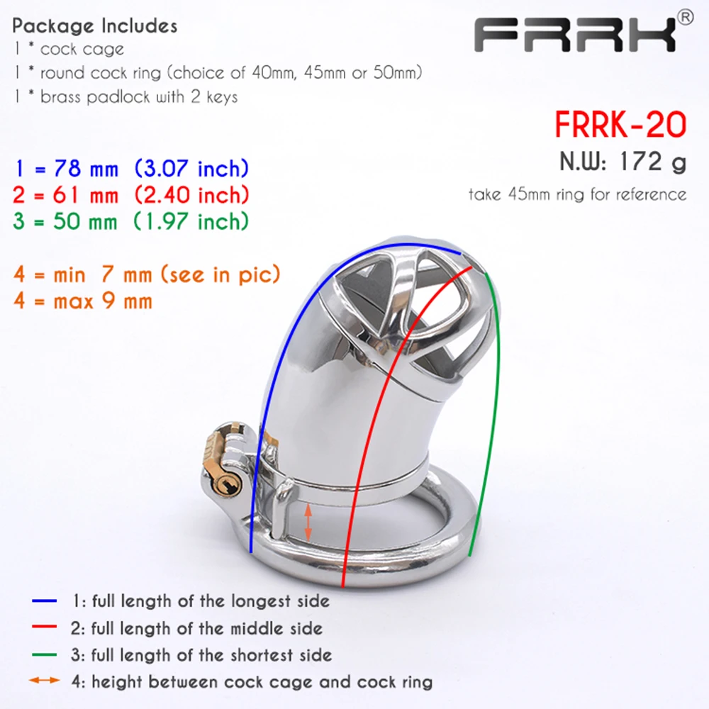 FRRK BDSM Male Chastity Cock Cage for Men Stainless Steel Bondage Device Penis Rings Sleeve Metal Tube Lock Dick Sex Toys Shop