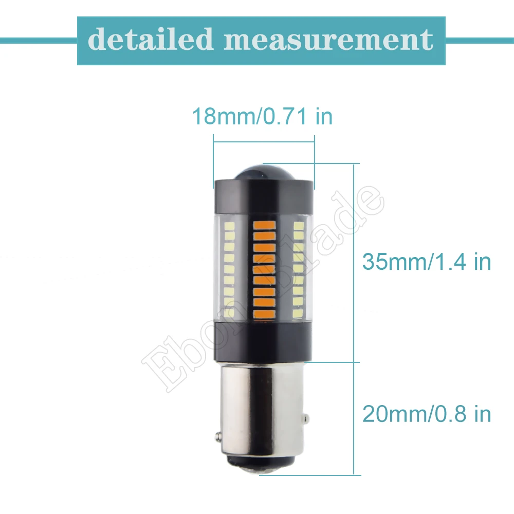 Pair LED Car Signal Lamp 1157 BAY15D P21/5W 4014 66SMD White/Amber Auto Dual Color Switchback Turn Signal DRL Bulb Light 12V DC