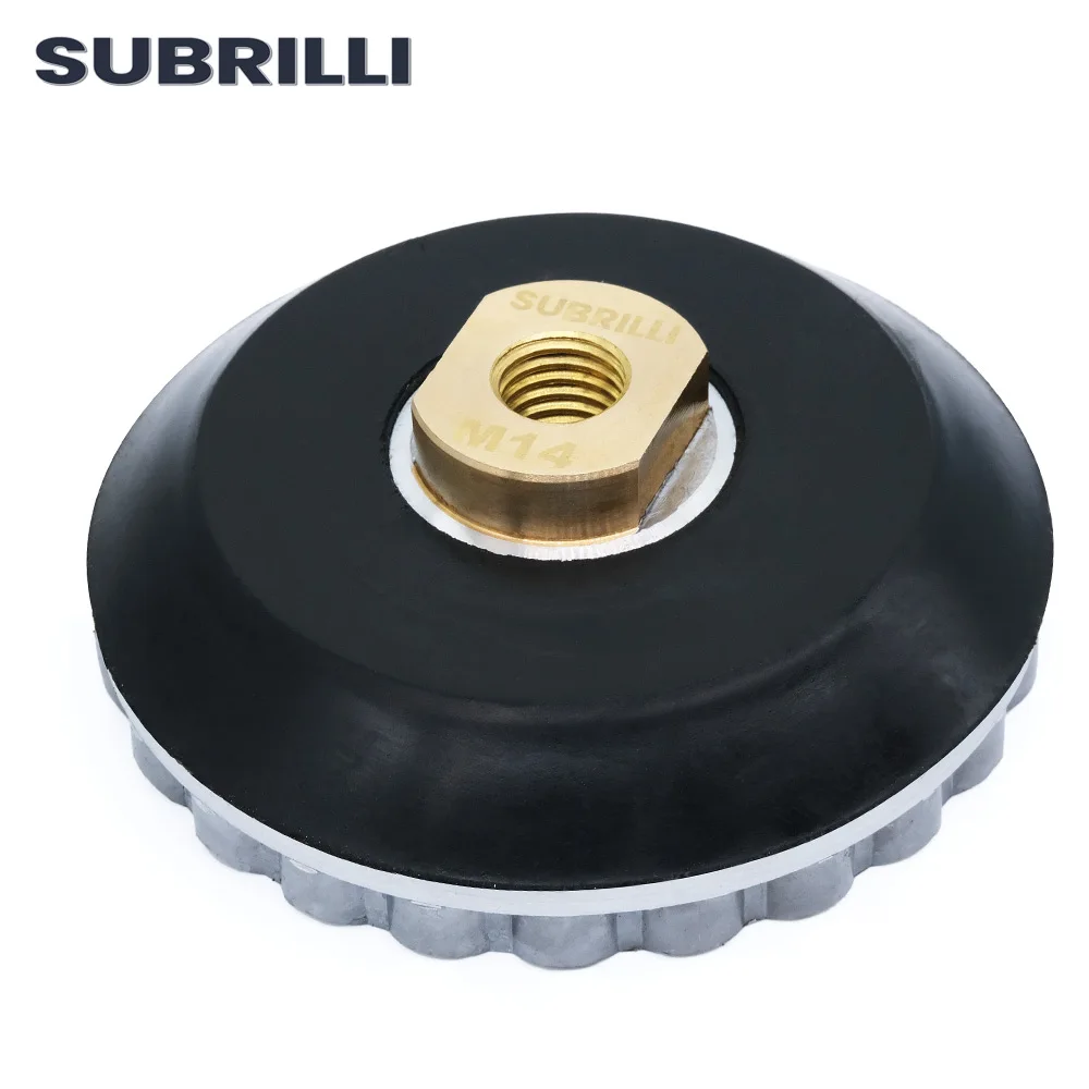 SUBRILLI 4 Inch Snail Lock Backer Pad 100mm Aluminum Rubber Adapter Backing Pad For Diamond Edge Polishing Pad Holder M14 Thread