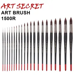 Artsecret Brand 1500R Brush Korea Importing Synthetic Hair Brass Ferrule Long Black Handle Acrylic Watercolor Art Tool Supplies