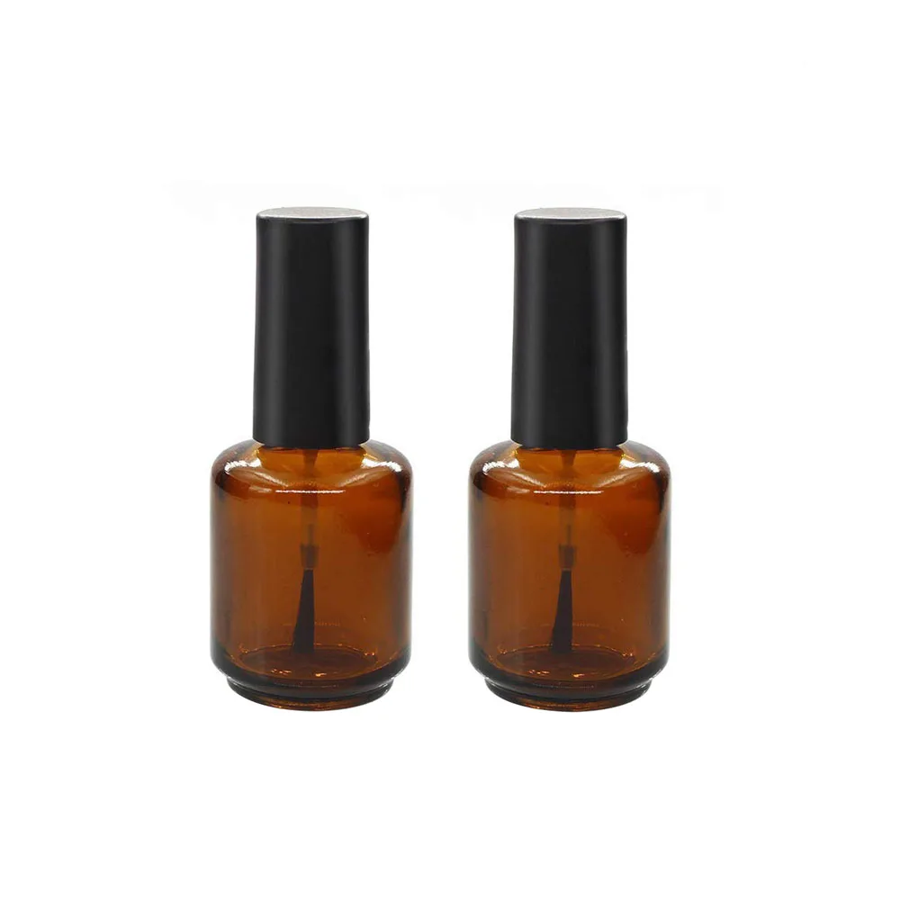 360pcs/lot 15ml Empty Nail Polish Bottle Amber Clear Glass Portable Refilled Nail Gel Storage Container With Brush Cap