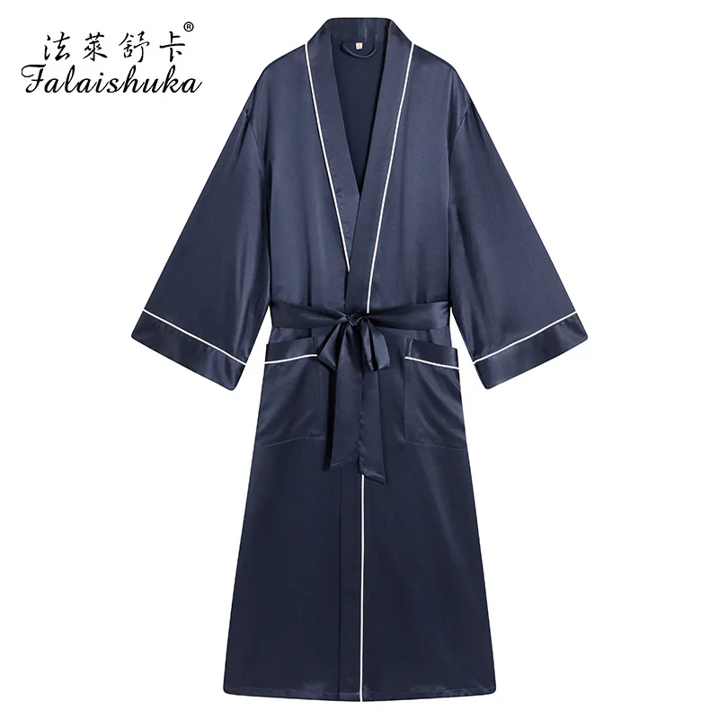 

25 momme 100% mulberry silk robes men Long sleeve real silk high quality pure color elegance robes Wedding dressing gown S5718