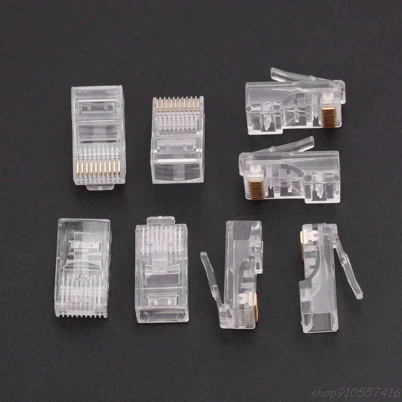 50 Pcs/Pack Stranded 10P10C Cable Connector RJ48 Crystal Plug Modular O10 20 Dropshpping