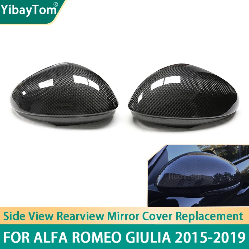 

Real carbon fiber rear view side mirror cover sticker for Alfa Romeo Giulia 2015-2019