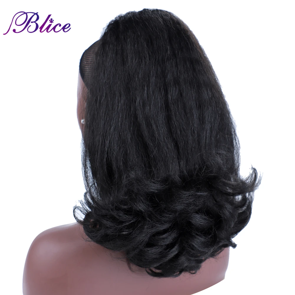 Blice Synthetic Drawstring Ponytail Hair Pieces Ponytail Kinky Straight Hair Extensions Kanekalon Hair With Combs Warp Ponytail