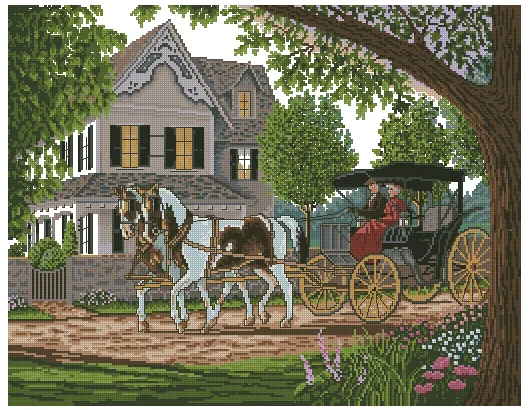 The Outing House Coachman Cross Stitch Kits Needlework sewing 14CT Unprinted Embroidery Top Quality DIY Handmade Decoration