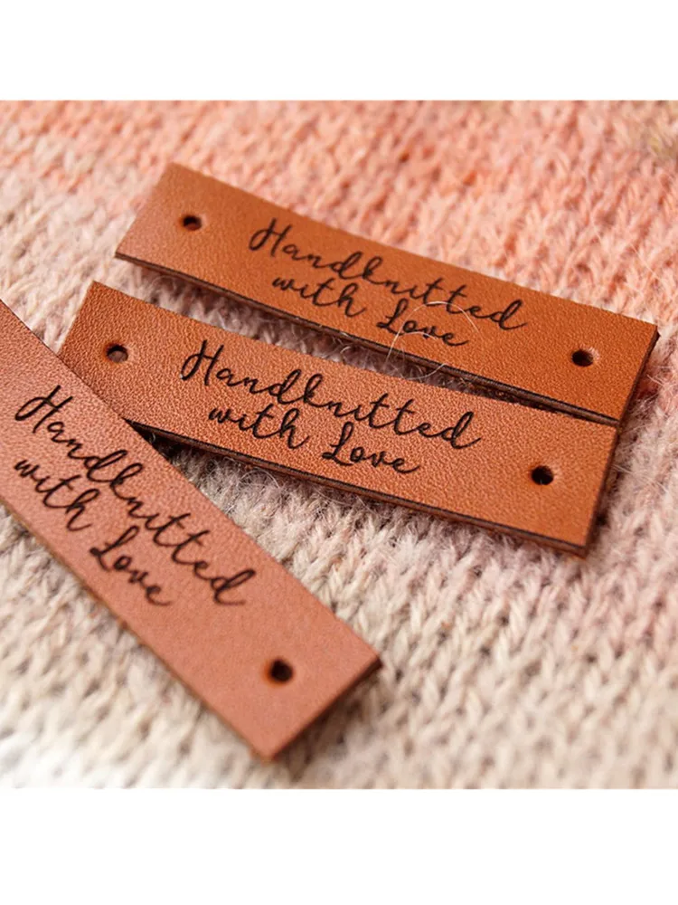 55pcs Personalized Leather name tags Handcraft items, Handmade Brand logo Sewing Clothing labels Knitted Garment label Blanket