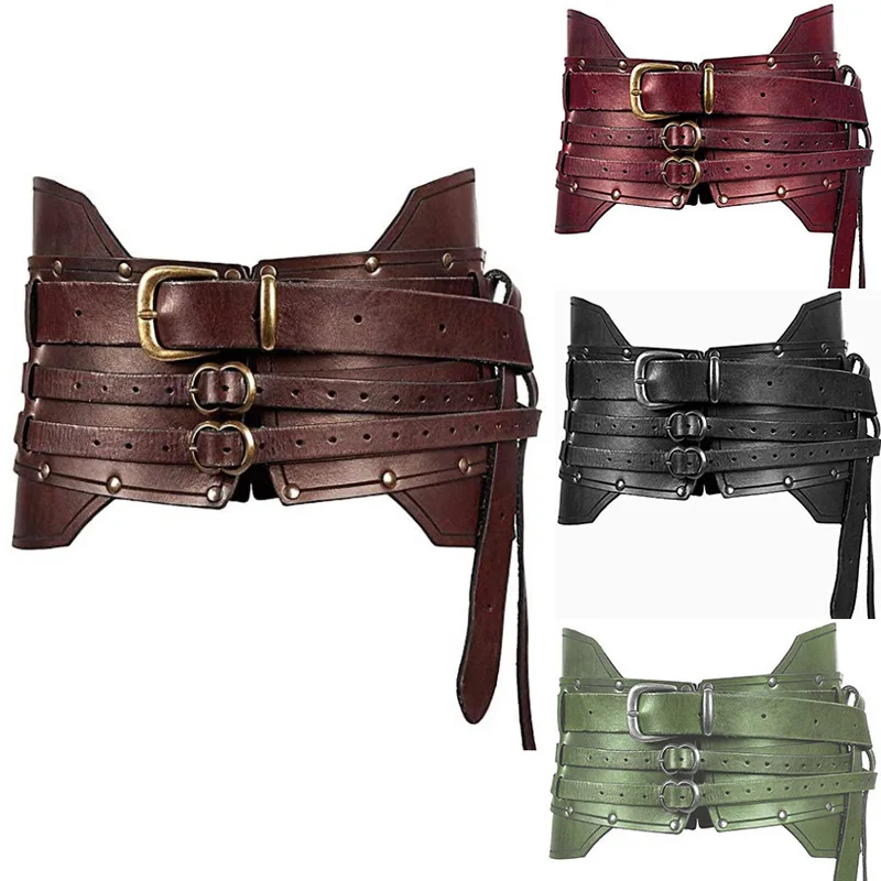 Cintura per armatura in pelle larga medievale Steampunk vita Costume accessorio donna uomo Viking Knight cintura antica per Cosplay Larp