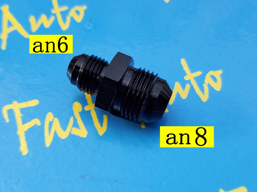 9/16”-18unf 6an an 6 an6 male to 3/4”-16unf thread male 8an an8 an 8 Black Anodised for 3l fuel surge tank system supply pump