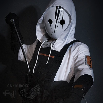 COSLEE [Customized] Game Arknights Reunion Movement Soldier Uniform Suit with mask Cosplay Costume Halloween Party Outfit Unisex