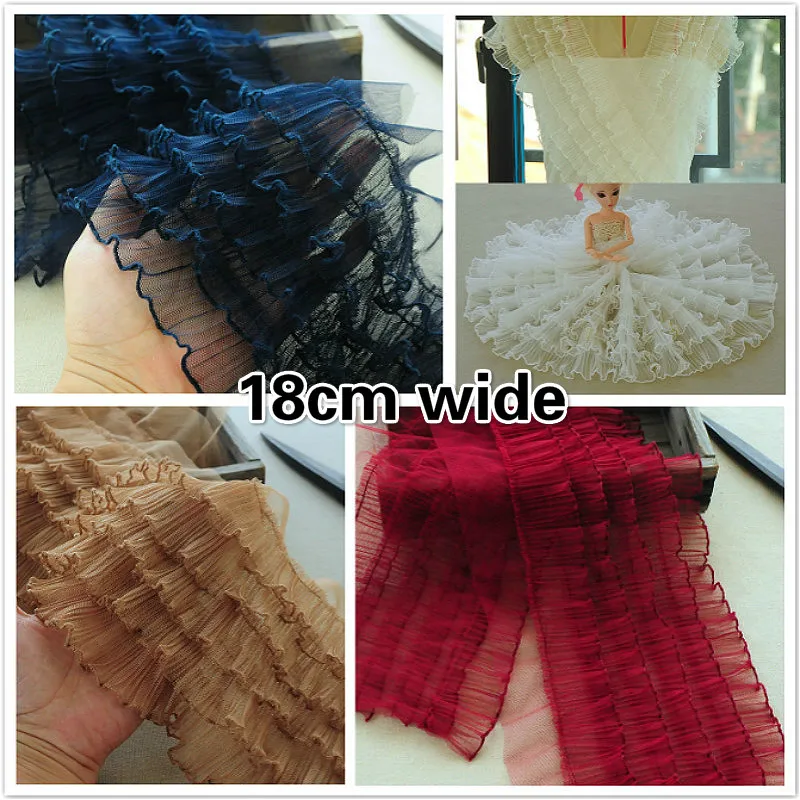 Nice Multi-layer Pleated Ruffles Widened Lace Garment Sewing Fabric DIY Doll Fluffy Skirt Crafts Trim Decoration Accessories