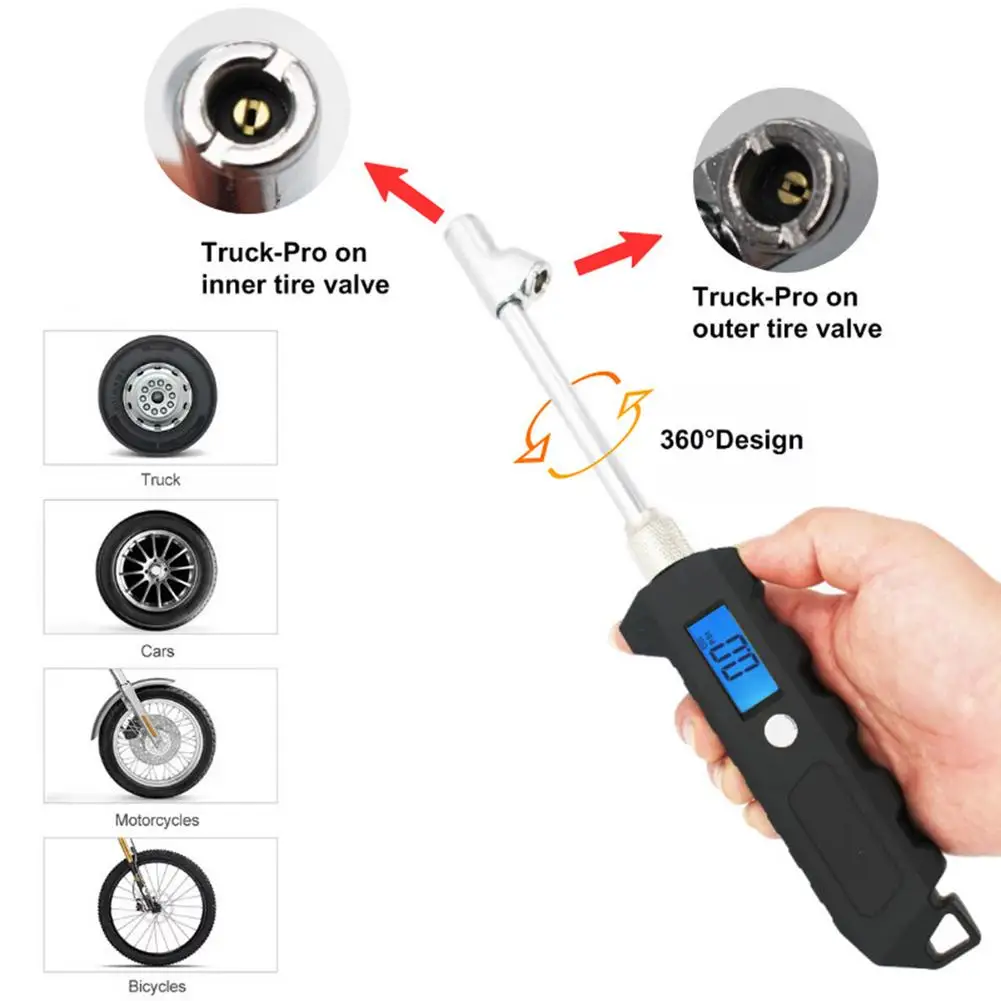 High-Precision Digital Tyre Pressure Gauge 0-250 PSI Universal Dual Head Portable Wheel Air Pressure Iator Gauge Tester Veh