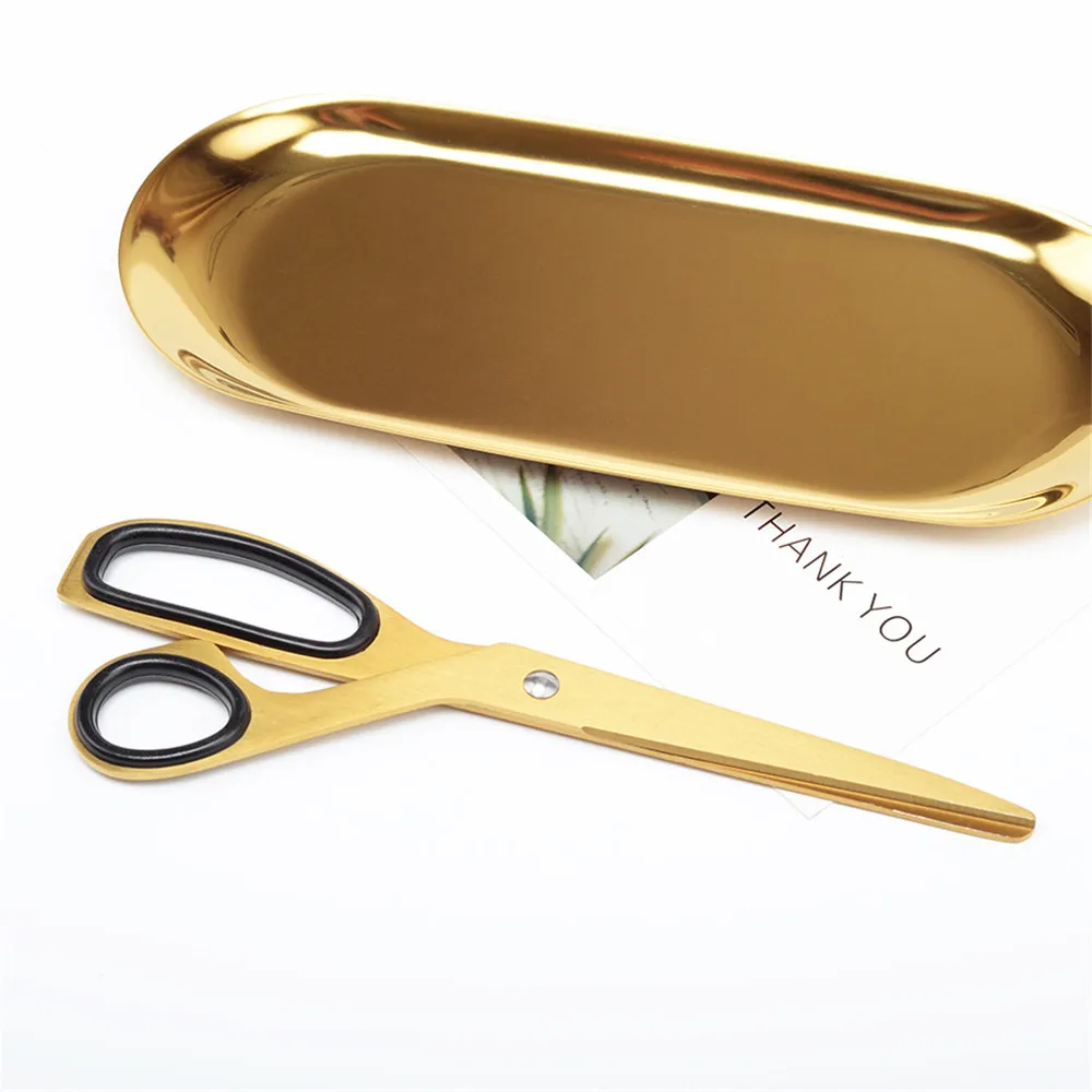 1pc Simple Office Household Golden Scissors Webbing Scissors Fabric Cutting Sewing Scissors Household Cutting Tools