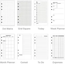 A5/A6/A6/A4/B5 Refill Dot/Matrix/To Do/Grid/Month Planner Paper For Journal Notebook Diary Organizer, 45 Sheets