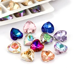 8mm Heart Shape Crystal Rhinestones Glue On Nails Pointback Rhinestone Strass K9 Glass Strass Point Back DIY Rhinestone