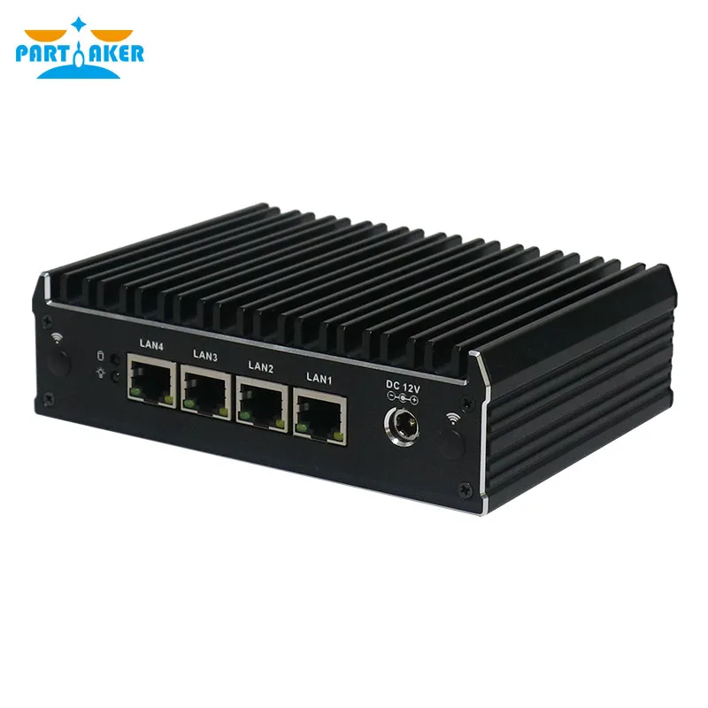 Partaker C3 Intel AES-NI J3160 PfSense Mini PC Máy Chủ Nuc Quạt Không Cánh Barebone Tường Lửa Micro Thiết Bị Với 4 Gigabit Lan