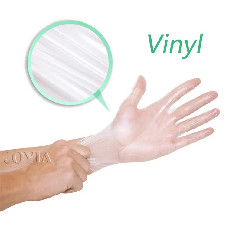 100 Pcs Disposable Powder-Free Vinyl Gloves Food Safe Clear PVC Transparent Exam Glove Cleaning Small Medium Large XLarge XL