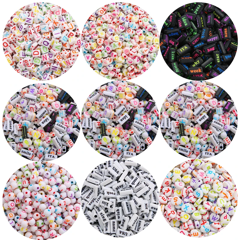 50-100Pcs Mix Size Plastic Acrylic Alphabet Letter Beads for Jewelry Making DIY Handmade Bracelet Necklace Craft Accessories