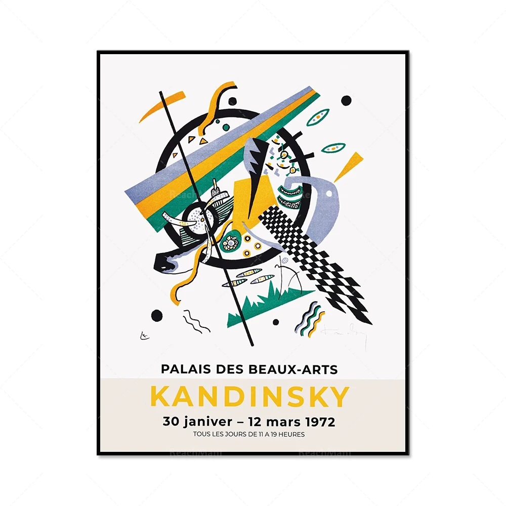 Bauhaus exhibition poster, 1929 teaching announcement, Wassily Kandinsky Bauhausbücher modern shape abstract geometric medieval