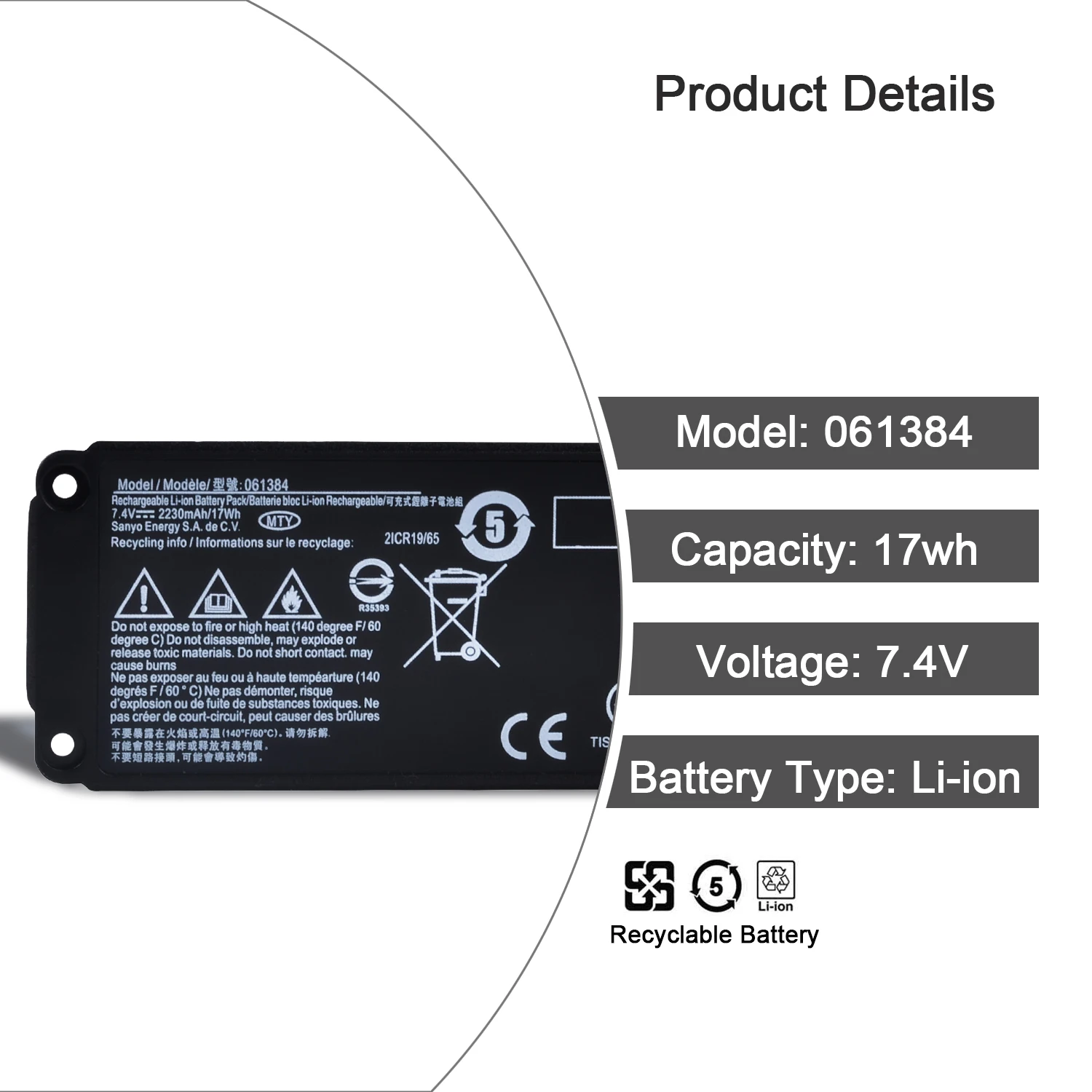 7.4V 2230mAh 061384 061385 061386 063287 Battery for BOSE SoundLink Bluetooth Speaker Mini One