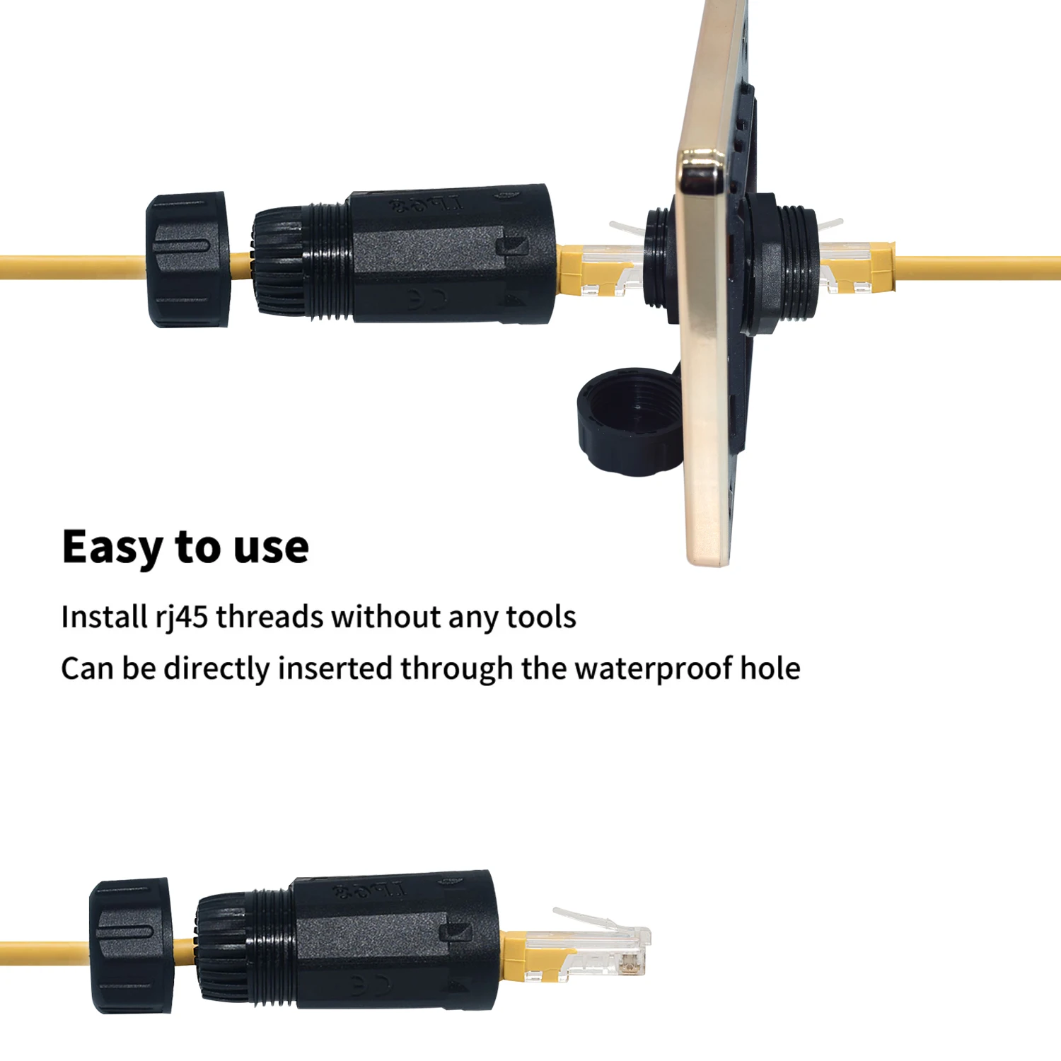 YXY Rj45 Waterproof Connector CAT5E/CAT6/CAT6A IP68 Waterpoof Network Extender Extension Panel Mount Quick Connector