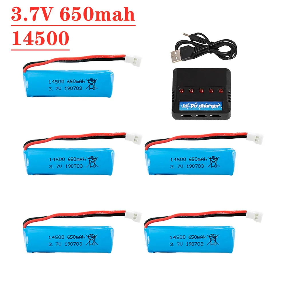 lipo bag 3.7v 650mAH 14500 Lipo Battery + Charger For H116 RC Boat helicopter Car Truck Tank Part 1s 3.7 V rechargeable battery