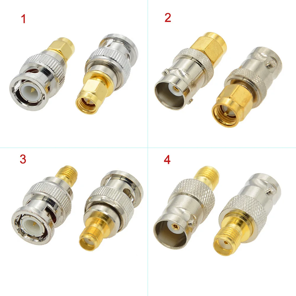 4 pcs/lot 4 Types SMA to BNC RF Adapter for SDR Radio CCTV Ham UV Camera scanner Electronics 50 Ohm