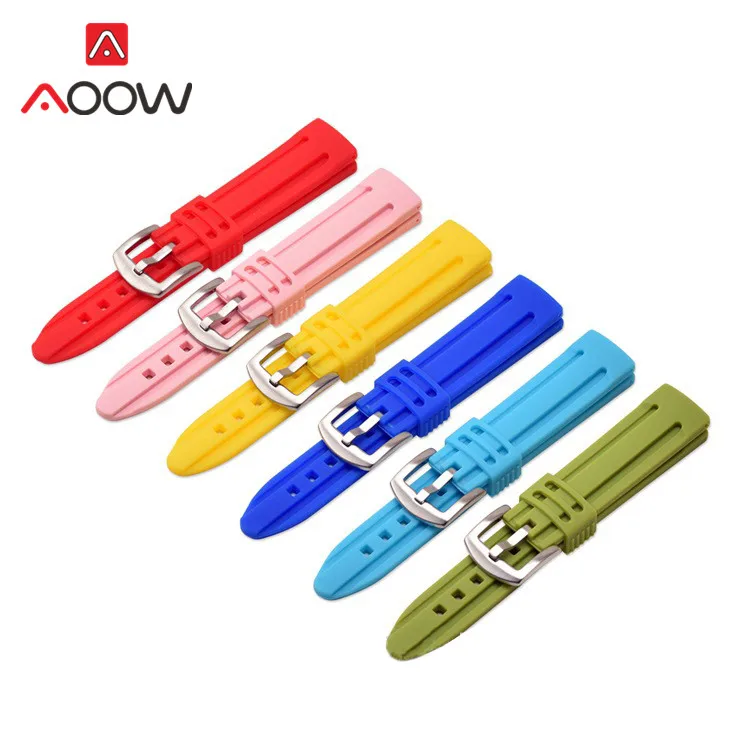 18mm 20mm 22mm 24mm Silicone Sport Strap Watchband Candy Color Waterproof Soft Rubber Replacement Bracelet Band for Smart Watch