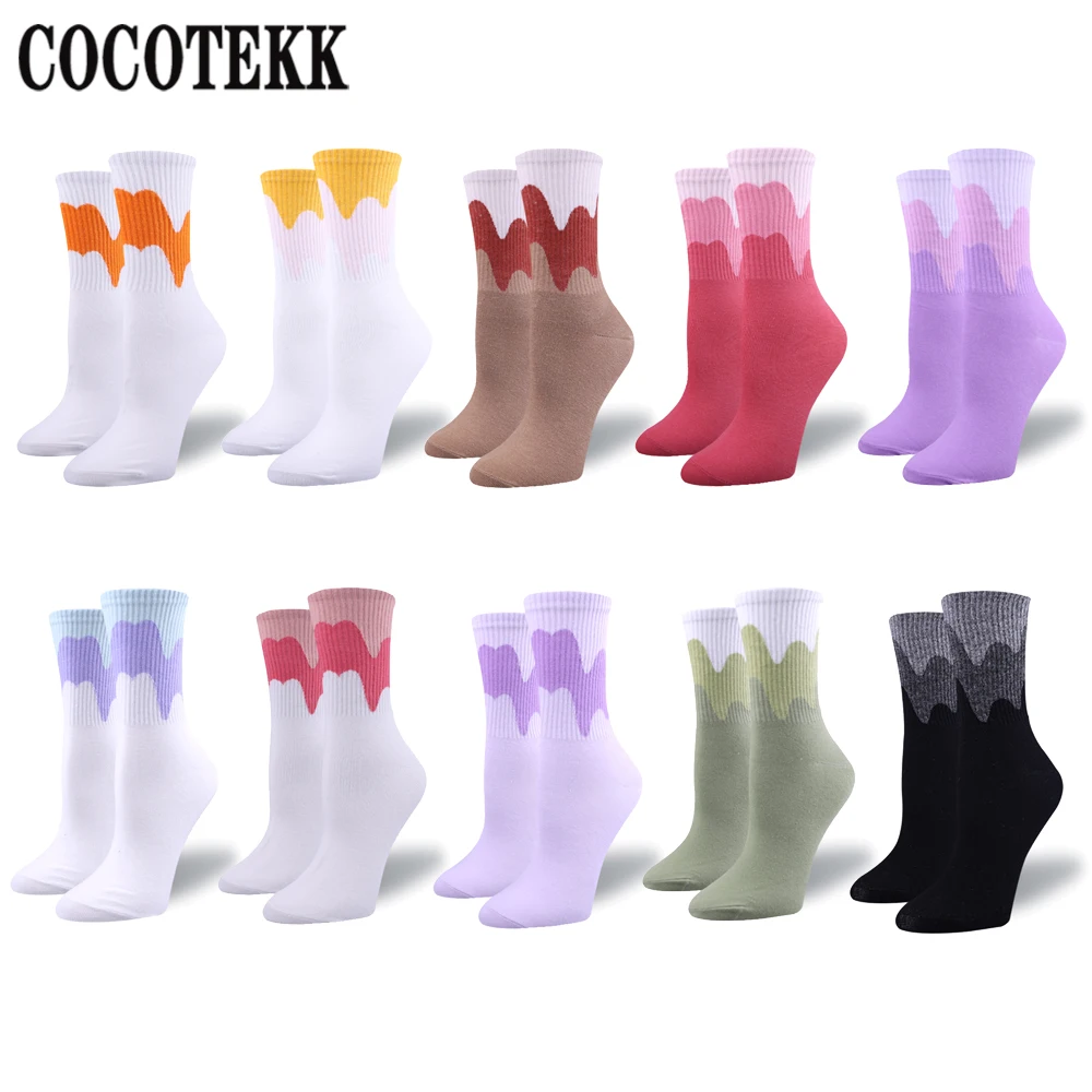 

Women's Socks Funny Gradient Color Patchwork Ice Cream Young Fashion Footwear Combed Cotton Socks Fresh Ins Trend Tide Socks