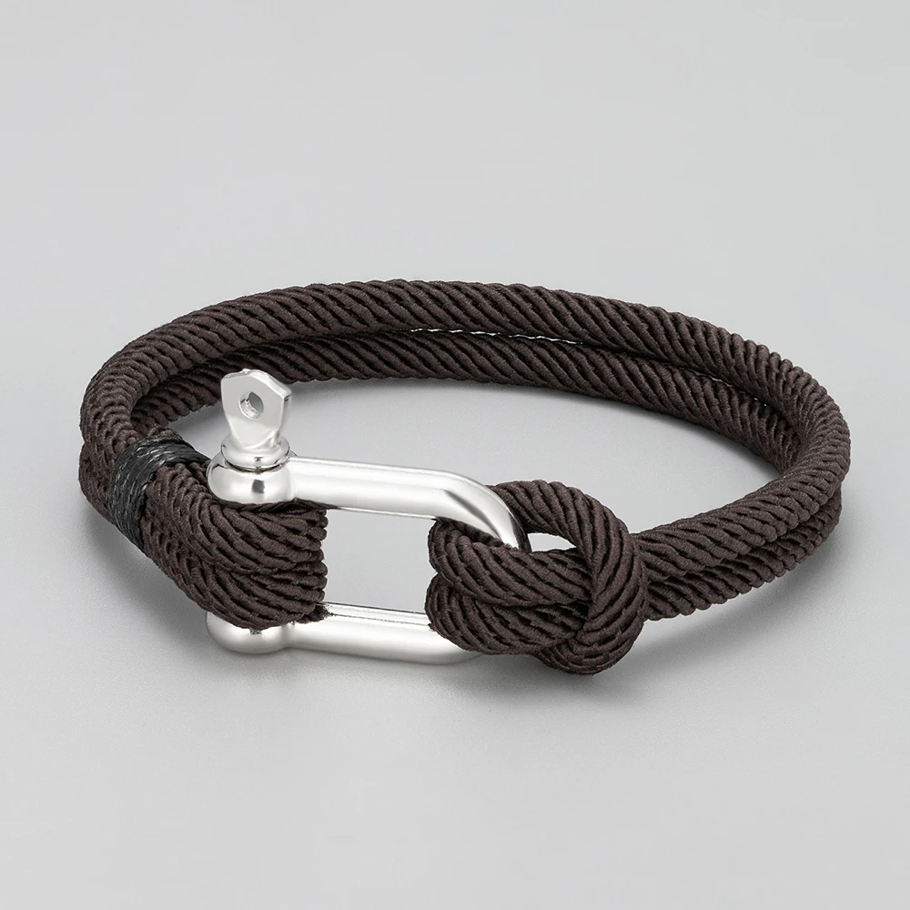 VOQ 2021 Summer Outdoor Style Milan Rope Bracelets Stainless Steel U-shaped D-shaped Buckle Bracelet Fashion Simple Jewelry