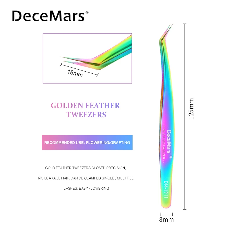 Decemars DM-1911 Volume Lash Extension Pincet Wimpers Pincet Professionele Voor Wimper Extension Rvs Gereedschap